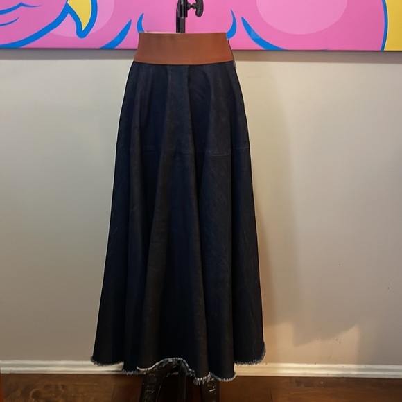 Marni Blue Cotton Denim Circle Skirt - Picture 2 of 12